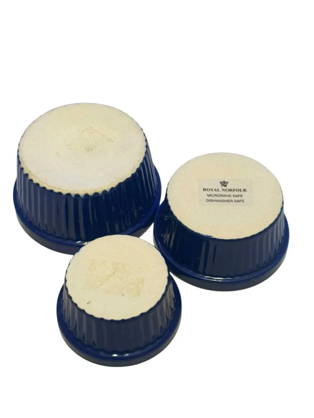 Set Of 3 Royal Norfolk Navy Blue Ceramic Ramekins